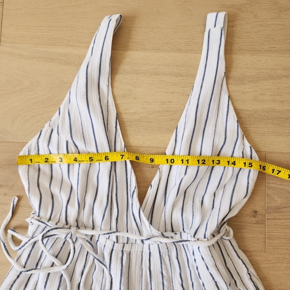 L-Space Austin Jumsuit in White with Vertical Blue Stripe - Picture 5 of 11